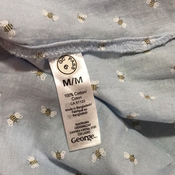 NWT Ladies Size M Light Blue Bee Button Front Casual Long Sleeve Dress Shirt - Picture 7 of 7